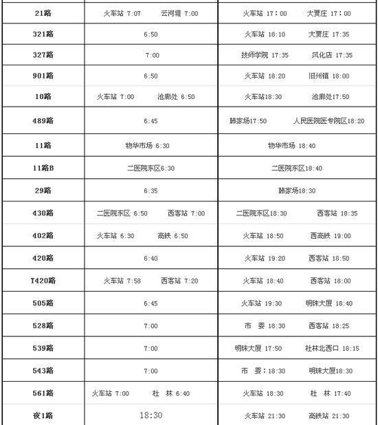 沧州公交首末班时间表来了您可看仔细喽