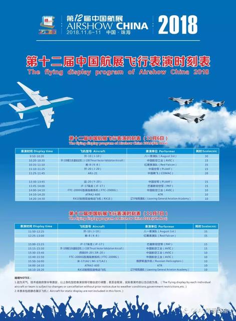 明起，四大最受期待的机型将陆续亮相！飞行表演队将燃爆航展！
