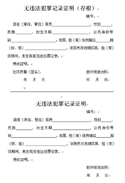 无违法犯罪记录证明