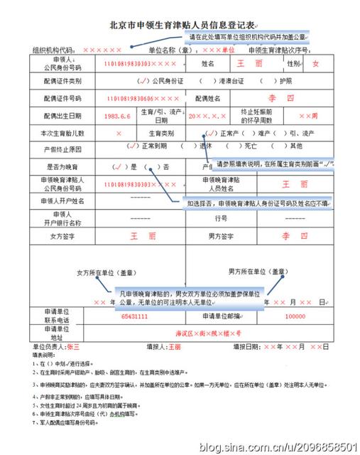 申请生育津贴人员信息登记表表样(含生育/晚育/流产)