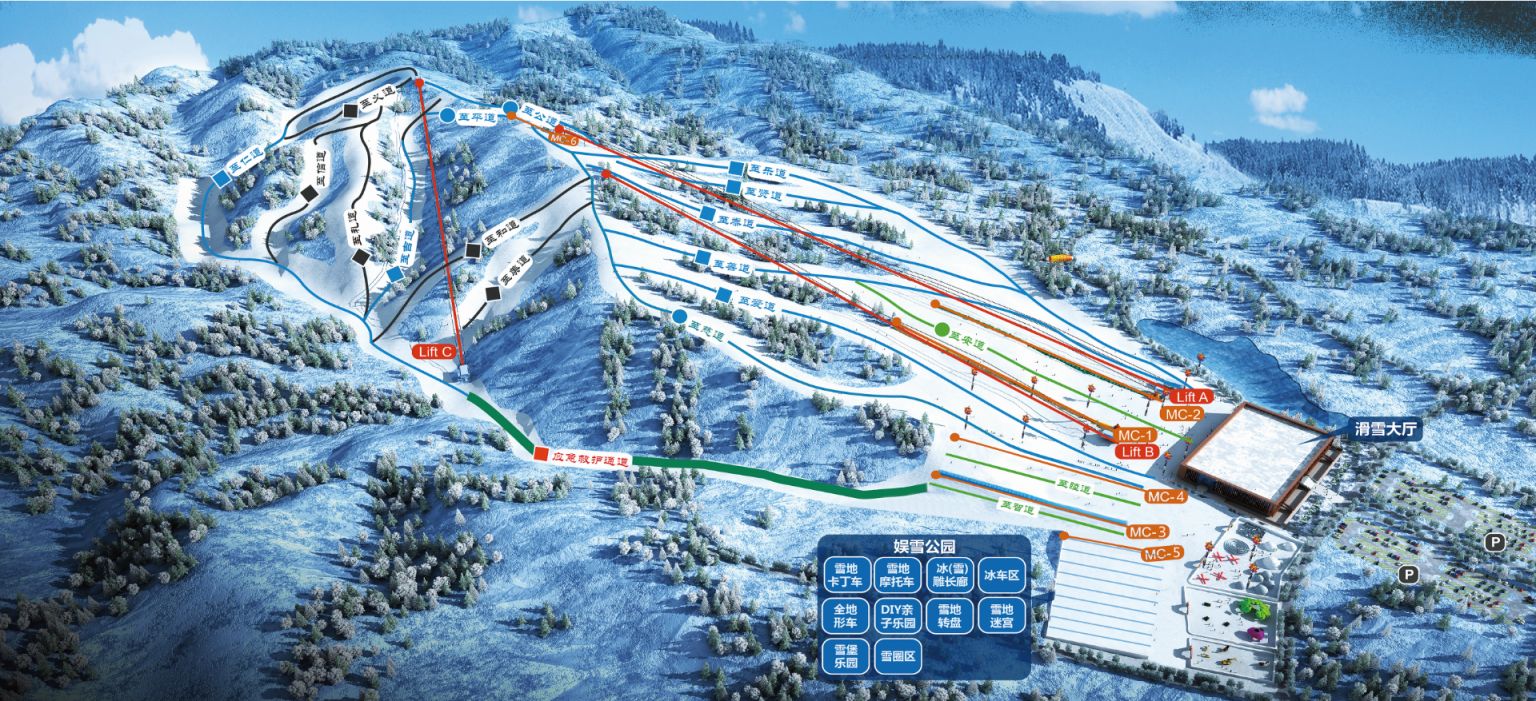 2023大同万龙白登山滑雪场雪道图