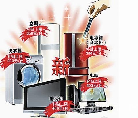 家电以旧换新,补贴幅度为10%,补贴上限为:电视400元/台,冰箱(含冰柜)